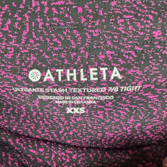 Athleta Leggings Womens XXS Fuschia Black Ultimate Stash Textured 7/8 Tight Gym - Picture 8 of 13